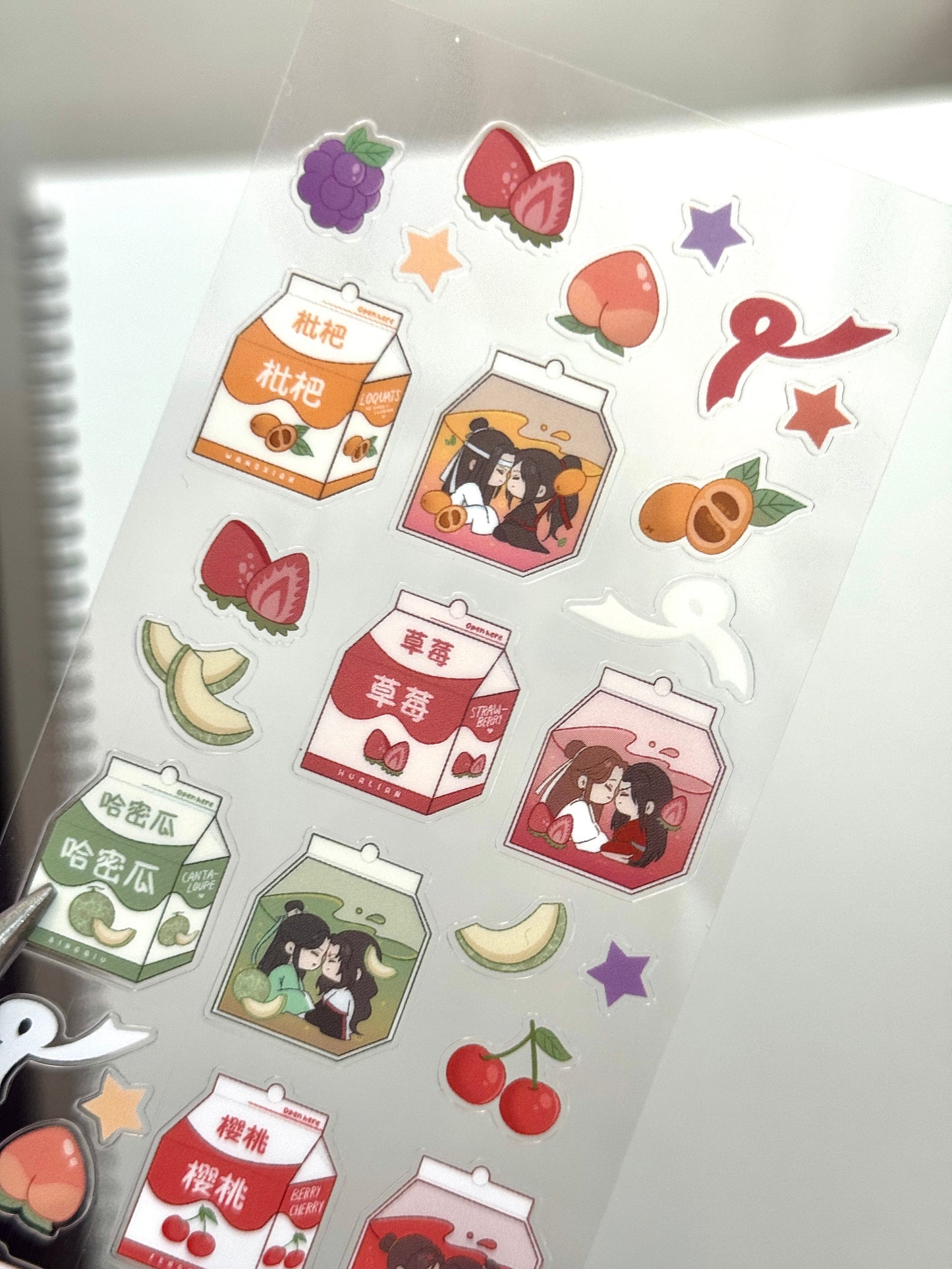 Danmei Juice Boxes Deco Sticker Sheet